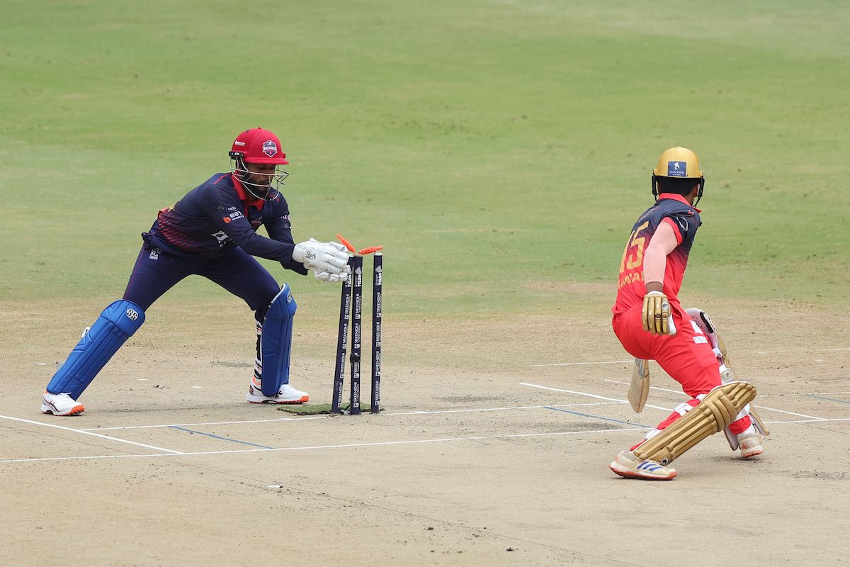 Naman Agarwal of Medak Falcons stumpped out