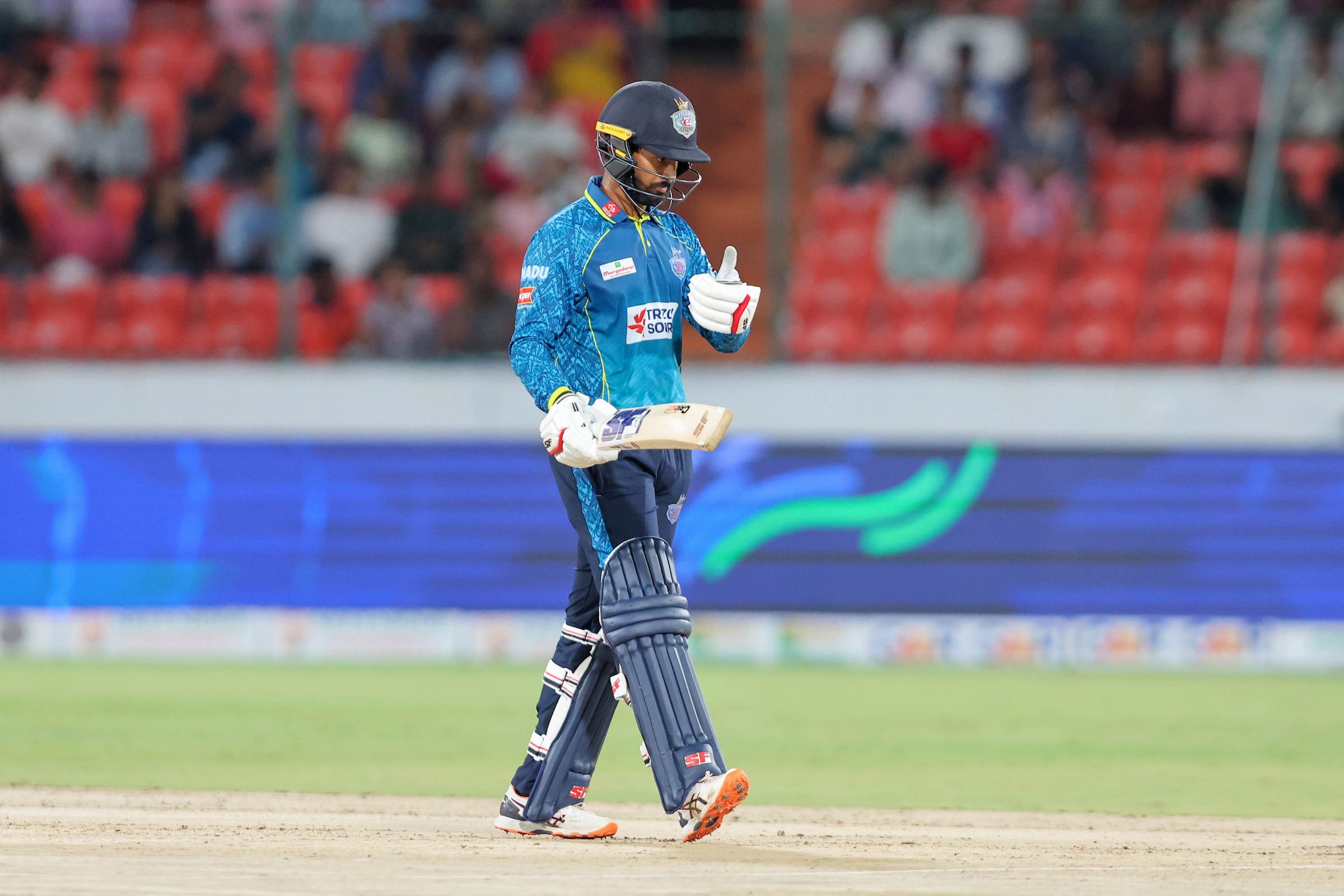 Abhirath Reddy Mandadi, Captain Hyderabad E-Champions after scoring a fifty during the Match 16 of the Sreenidhi University TG20 between Hyderabad E-Champions and Anvita Khammam Aces