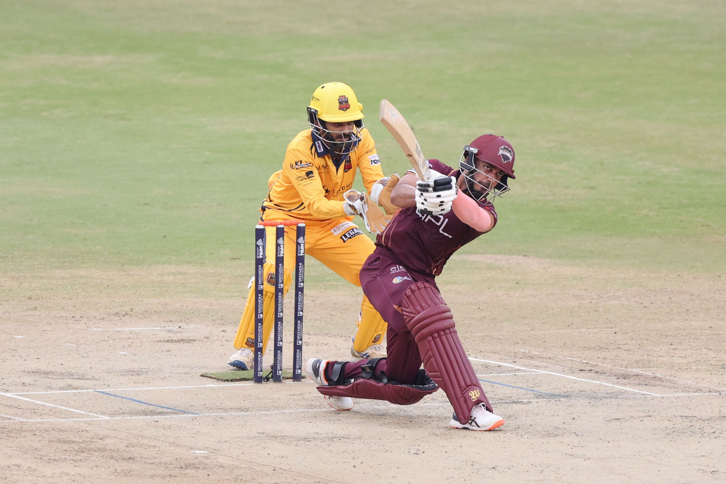 Tanmay Agarwal, Captain of EIPL and Eleve Karimnagar Diamonds plays a shot during the Match 27 of the Sreenidhi University TG20 between EIPL and Eleve Karimnagar Diamonds and Palamuru Strikers