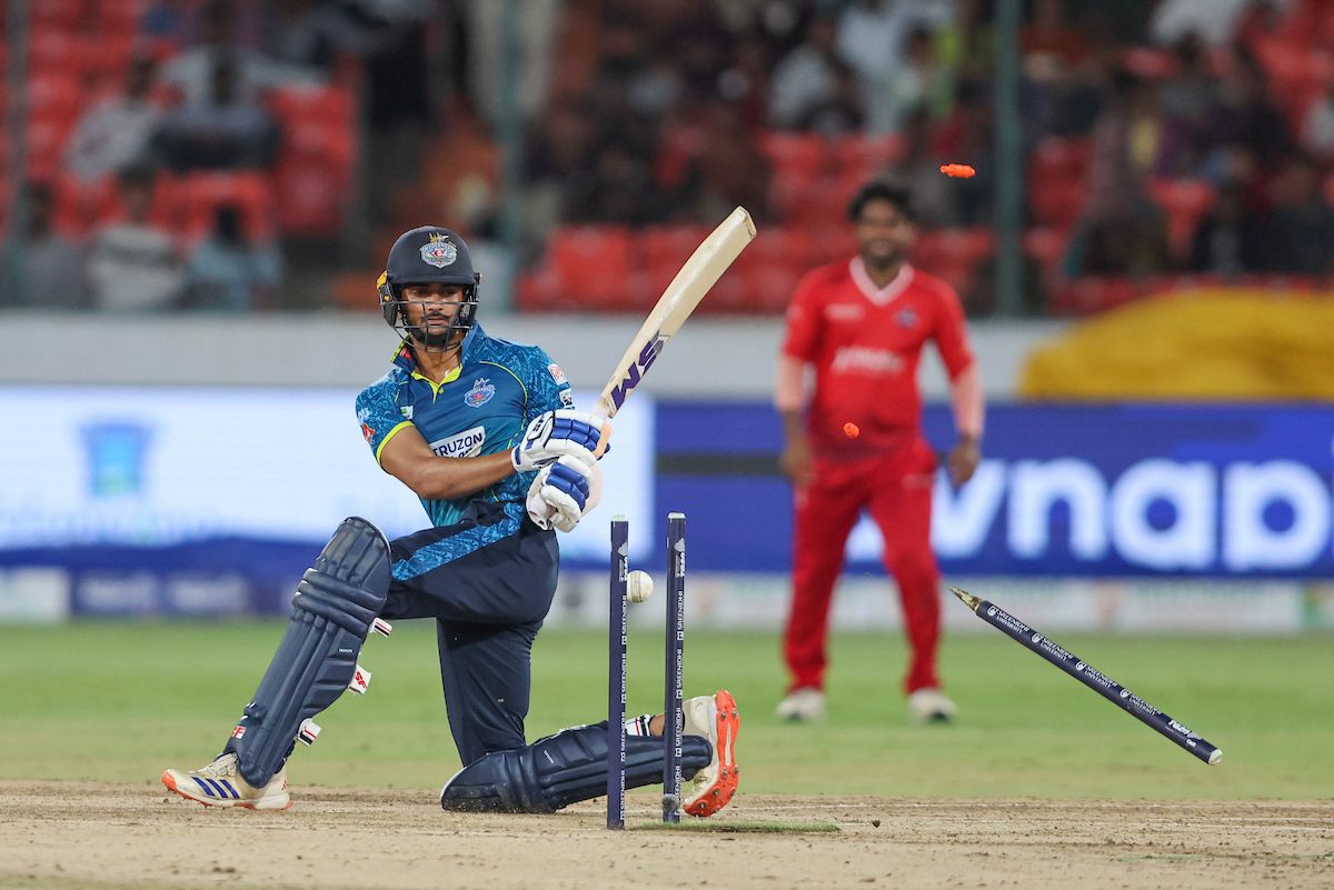 Anvith Reddy of Hyderabad E-Champions gets bowled
