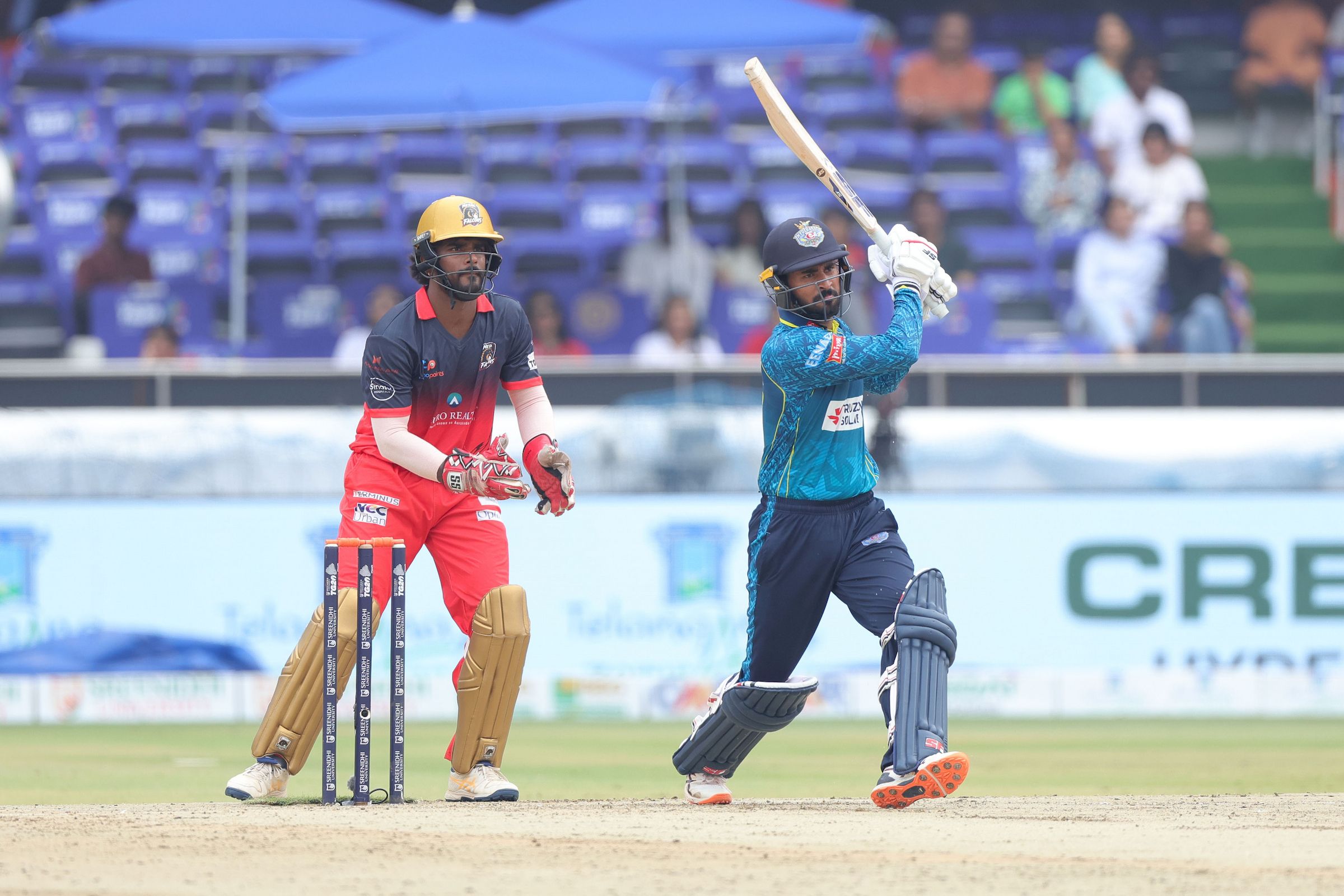 Abhirath Reddy Mandadi, Captain Hyderabad E-Champions plays a shot during the Match 12 of the Sreenidhi University TG20 between Medak Falcons and Hyderabad E-Champions