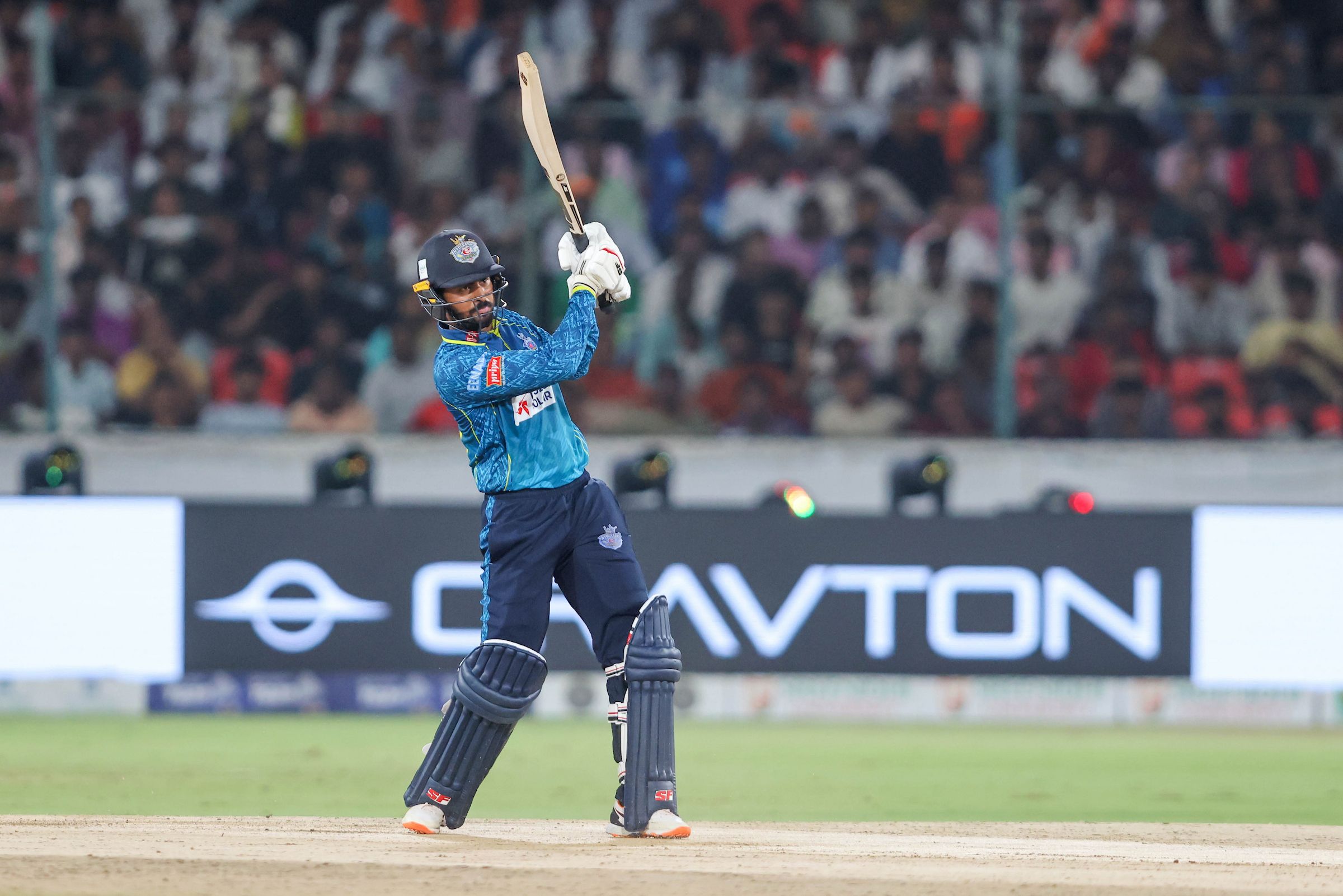 Abhirath Reddy, Captain Hyderabad E-Champions plays a shot during the Final of the Sreenidhi University TG20 between Anvita Khammam Aces and Hyderabad E-Champions at the Rajiv Gandhi International Stadium
