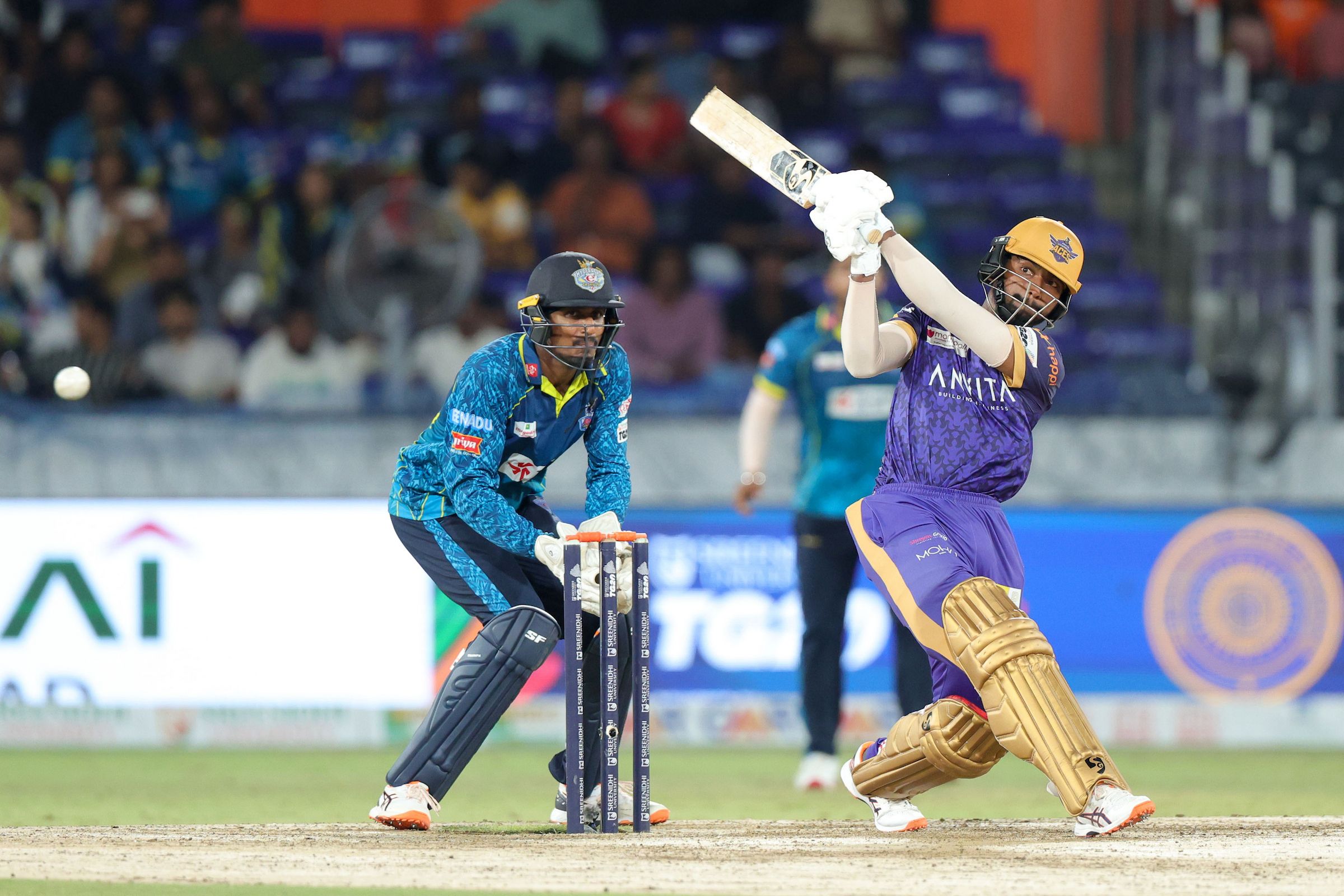 Himateja Kodimela of Anvita Khammam Aces plays a shot during the Match 16 of the Sreenidhi University TG20 between Hyderabad E-Champions and Anvita Khammam Aces