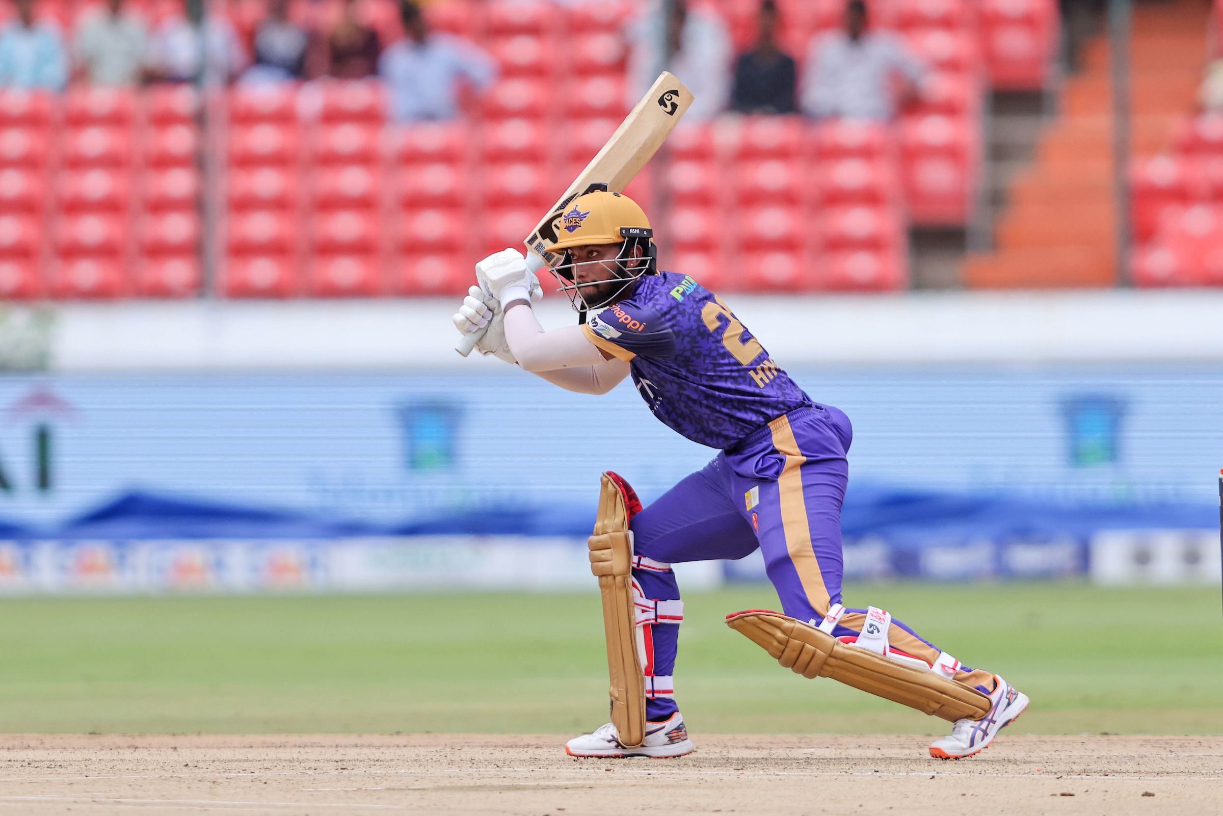 Himateja Kodimela of Anvita Khammam Aces plays a shot during the Match 25 of the Sreenidhi University TG20 between Medak Falcons and Anvita Khammam Aces