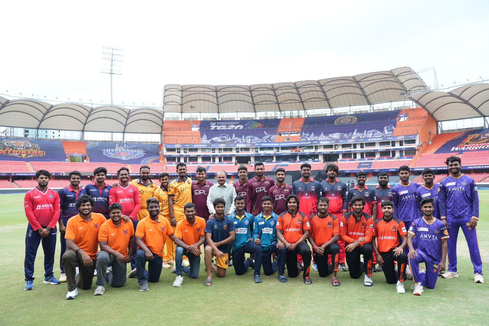 30 District Players congregate for media interactions at the Rajiv Gandhi International Stadium