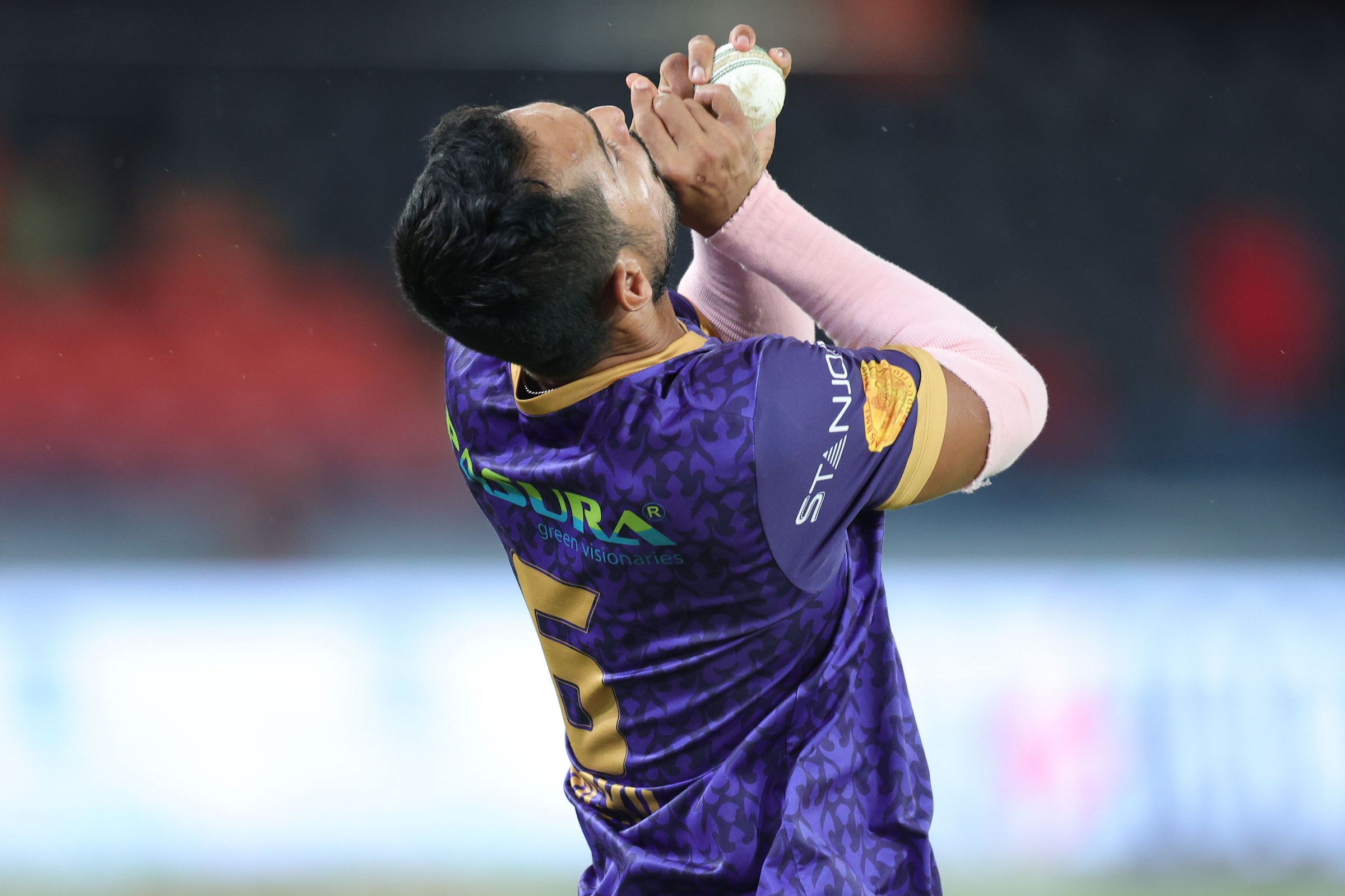 Himateja Kodimela of Anvita Khammam Aces raises his bat after scoring a fifty