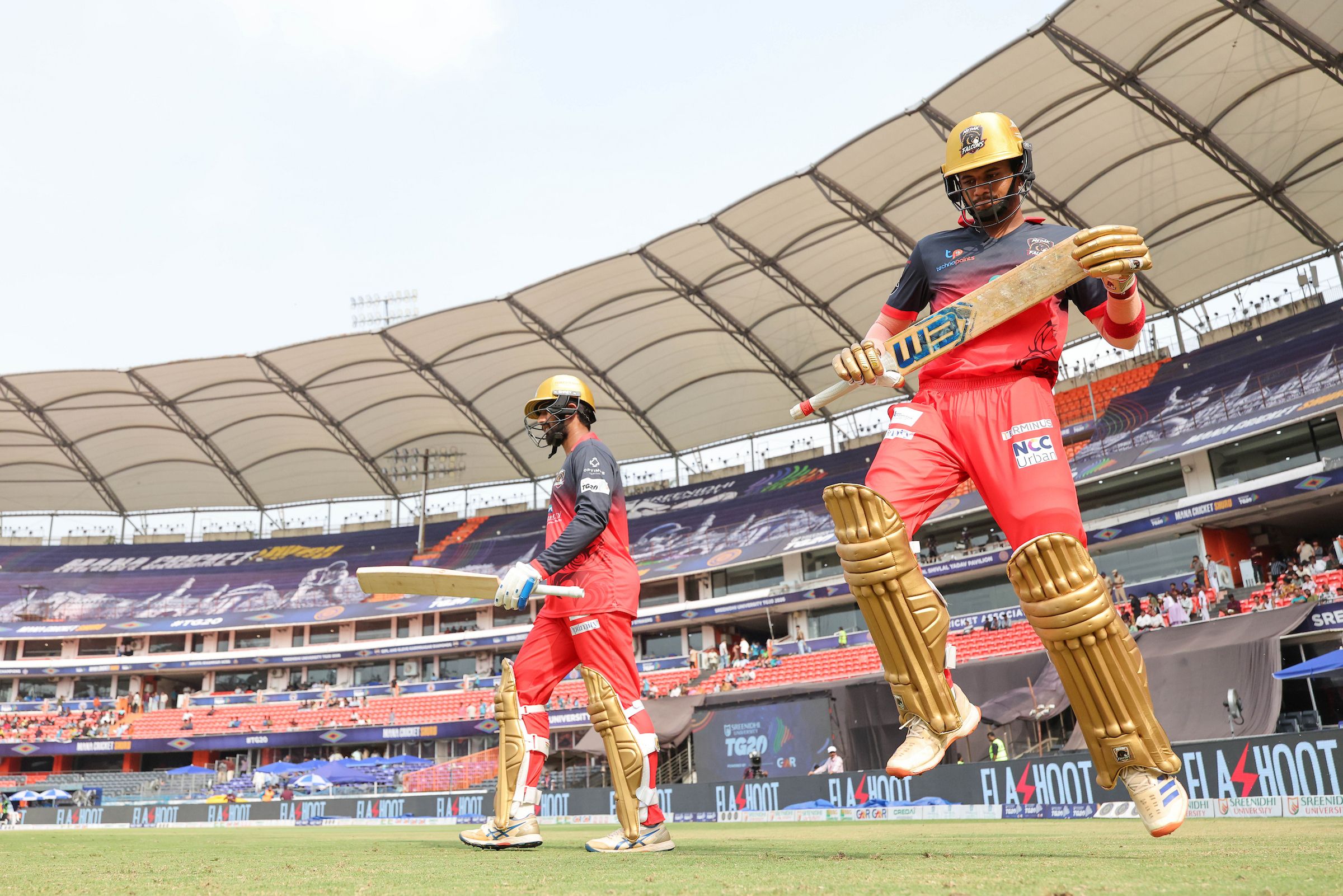 Ishan Sharma of Medak Falcons and Naman Agarwal of Medak Falcons during the Match 12
