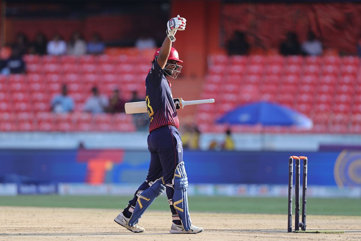 Rahul Buddhi, Captain Anurag Nalgonda Knights celebrates after scoring a fifty