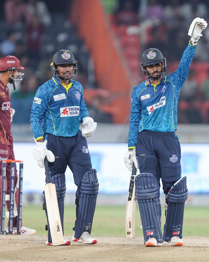 Abhirath Reddy Mandadi, Captain Hyderabad E-Champions after scoring a fifty during the Qualifier 2 of the Sreenidhi University TG20 between Hyderabad E-Champions and EIPL and Eleve Karimnagar Diamonds